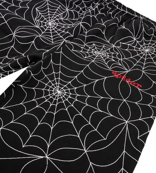 Sp5der Embroidered AOP Sweatpants Black